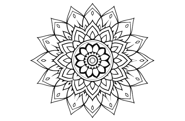 un dibujo en blanco y negro de una flor con un diseño que dice "mandalas"
