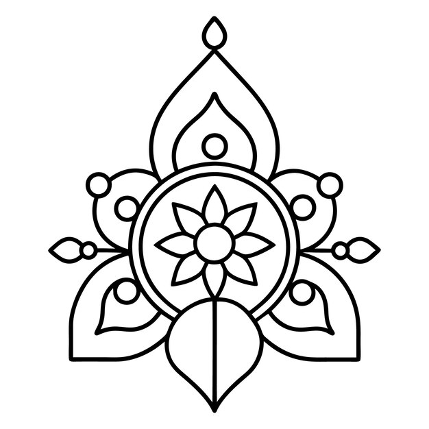 un dibujo en blanco y negro de una flor con una flor en el centro