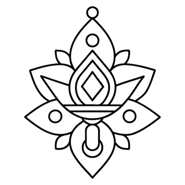 un dibujo en blanco y negro de una flor de loto con un símbolo que dice "loto"