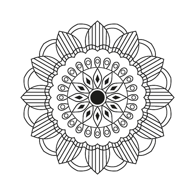 Un dibujo en blanco y negro de una flor Mandala