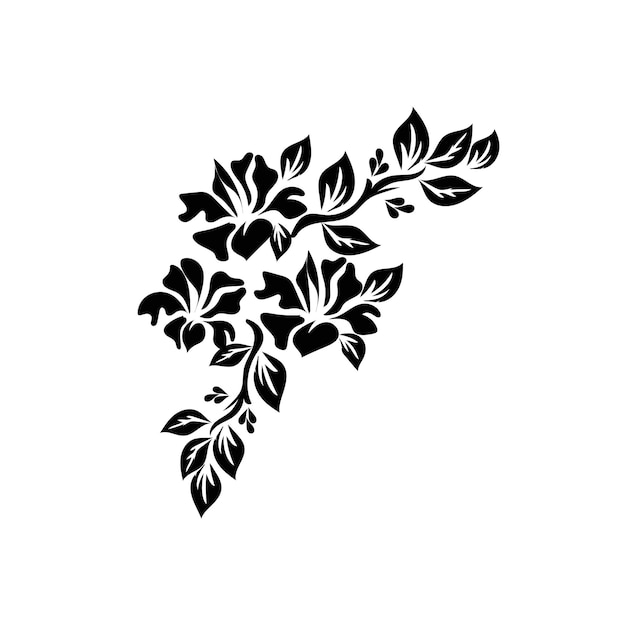 Vector un dibujo en blanco y negro de una flor con las palabras flor en ella