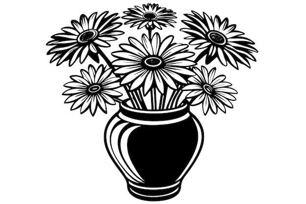 un dibujo en blanco y negro de flores en una imagen en blanco y negra