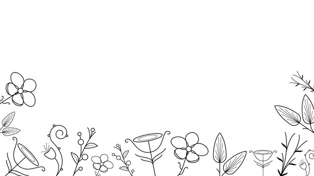 un dibujo en blanco y negro de flores y plantas