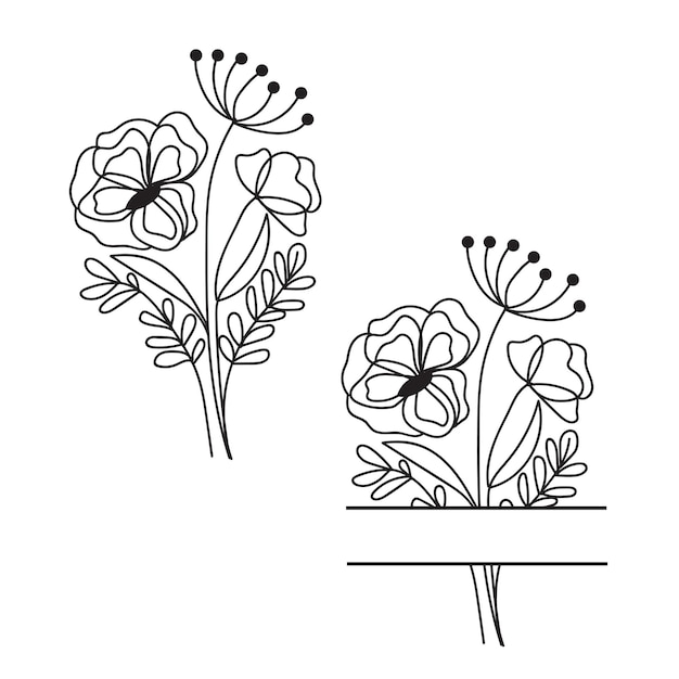 Un dibujo en blanco y negro de flores.