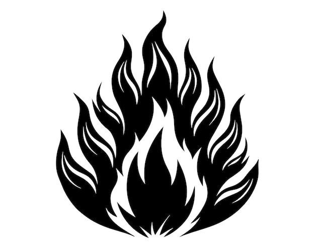 un dibujo en blanco y negro de un fuego que tiene un diseño de llama en él
