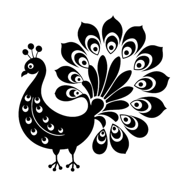 un dibujo blanco y negro de un gallo con un patrón blanco y negro