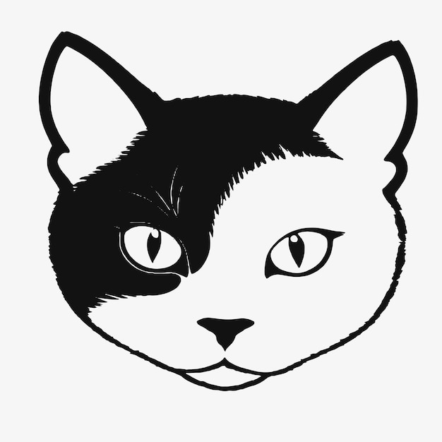 un dibujo en blanco y negro de un gato con una cara negra y las palabras el nombre en él