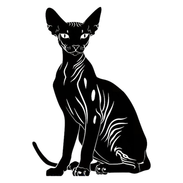 un dibujo en blanco y negro de un gato con los ojos abiertos