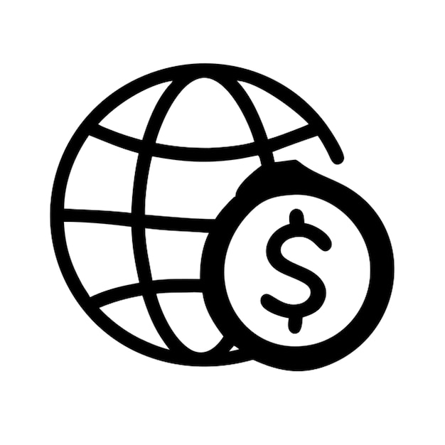 un dibujo en blanco y negro de un globo con un signo de dólar en él