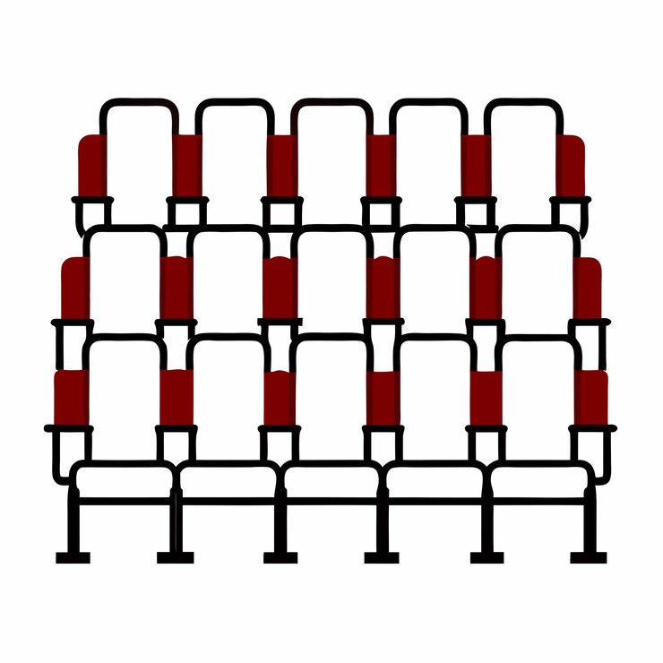 Vector un dibujo en blanco y negro de una habitación con sillas y un fondo blanco