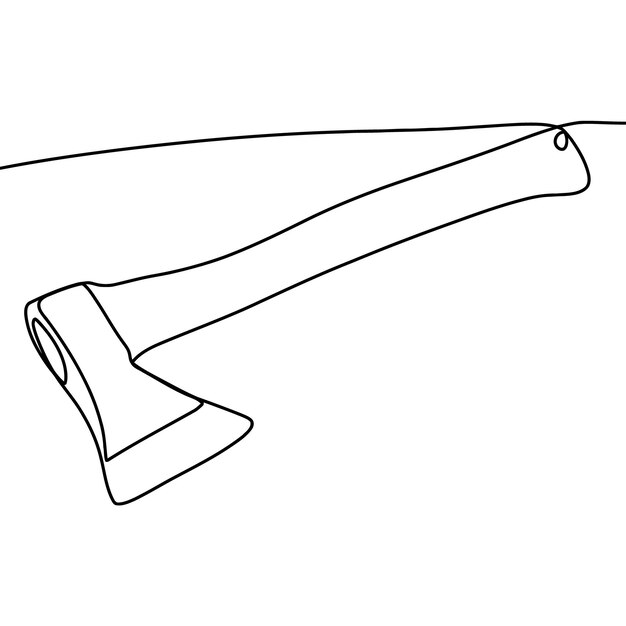 Un dibujo en blanco y negro de un hacha con un agujero en el medio.