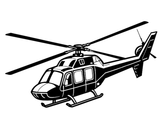 Vector un dibujo en blanco y negro de un helicóptero con el número 2 en él