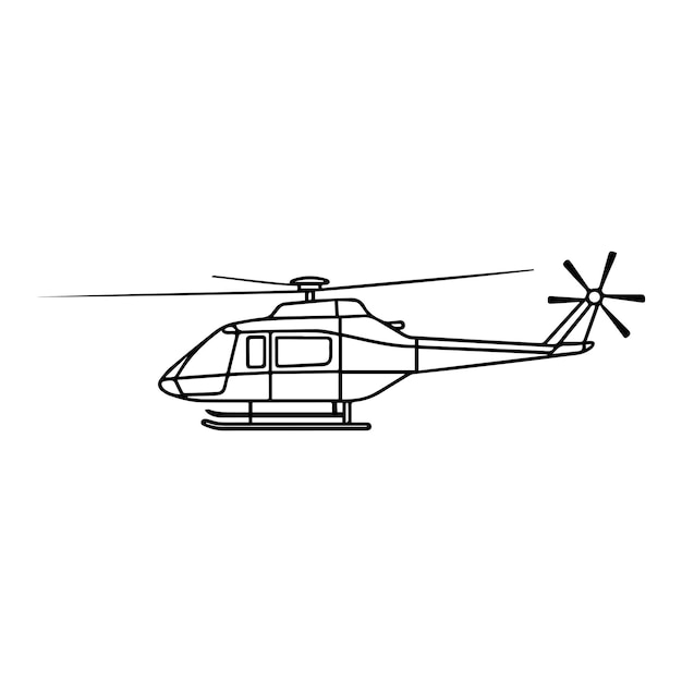 Un dibujo en blanco y negro de un helicóptero