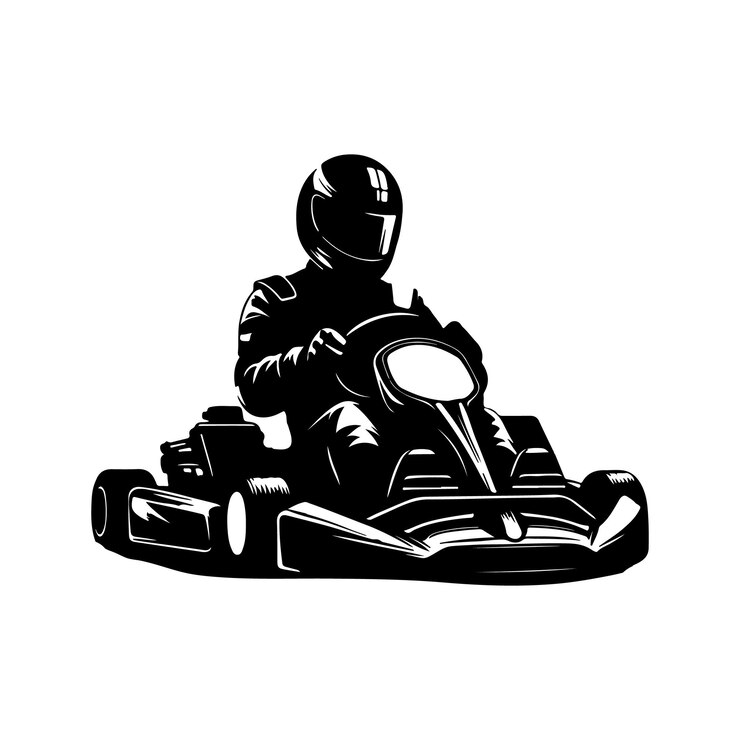 Vector un dibujo en blanco y negro de un hombre en una motocicleta