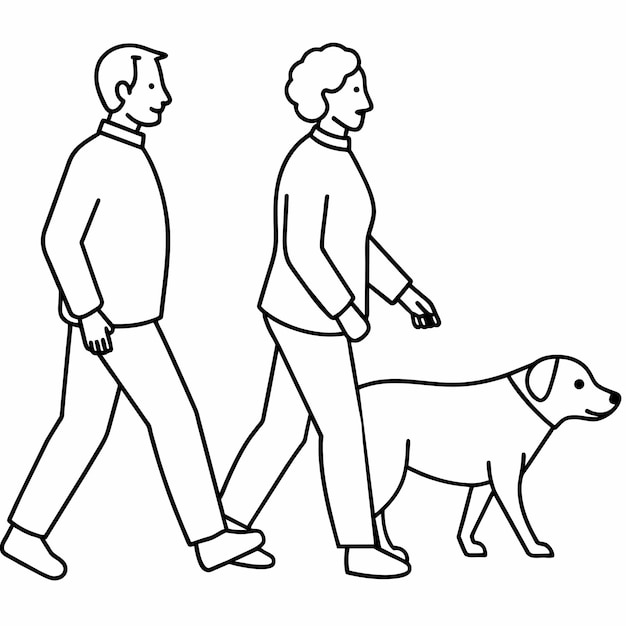 un dibujo en blanco y negro de un hombre y un perro