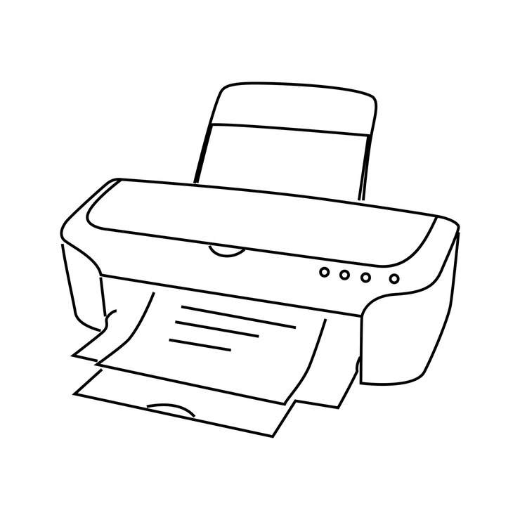 un dibujo en blanco y negro de una impresora con la palabra im no estoy seguro de lo que es
