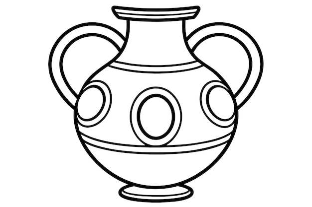 un dibujo en blanco y negro de un jarrón con un círculo en la parte inferior