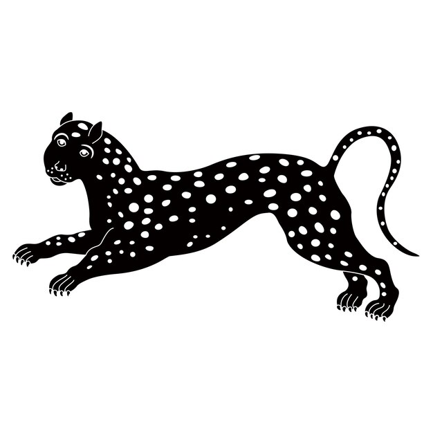 Vector un dibujo en blanco y negro de un leopardo con puntos en él