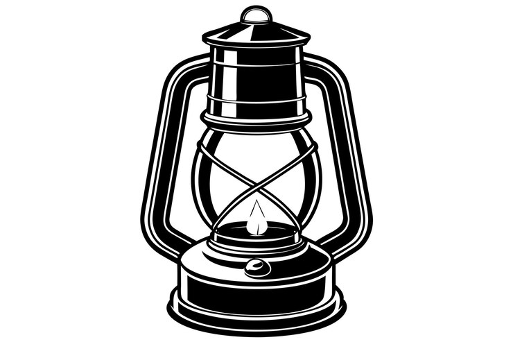 Vector un dibujo en blanco y negro de una linterna con una cruz en ella