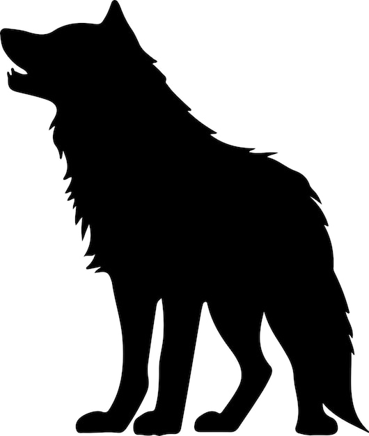 Vector un dibujo en blanco y negro de un lobo con un lobo en él