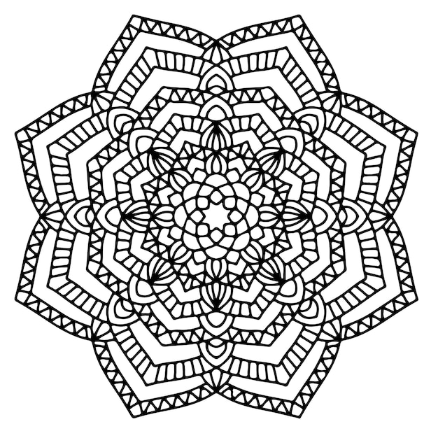 un dibujo en blanco y negro de un mandala con un fondo blanco