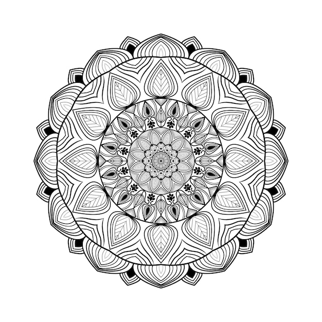 El dibujo en blanco y negro de un mandala con un fondo blanco