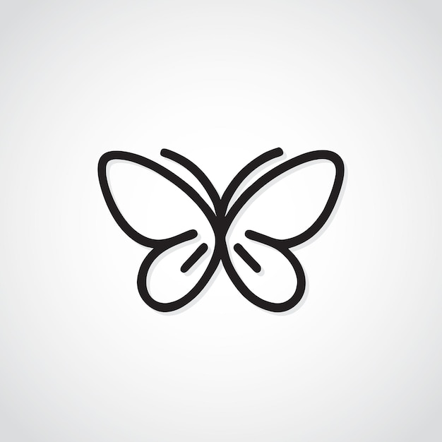 Vector un dibujo en blanco y negro de una mariposa con un contorno negro