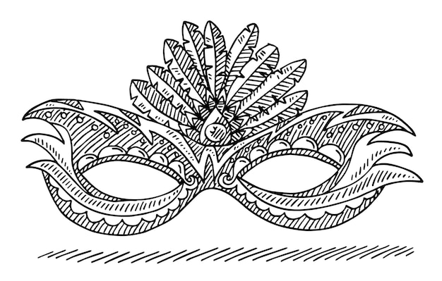Vector un dibujo en blanco y negro de una máscara con un fondo blanco y negro