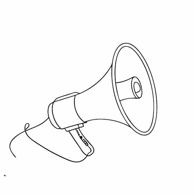 un dibujo en blanco y negro de un megáfono con una imagen de un altavoz en él