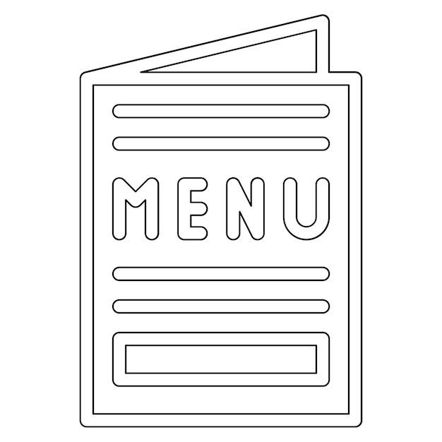 un dibujo en blanco y negro de un menú con la palabra menú en él