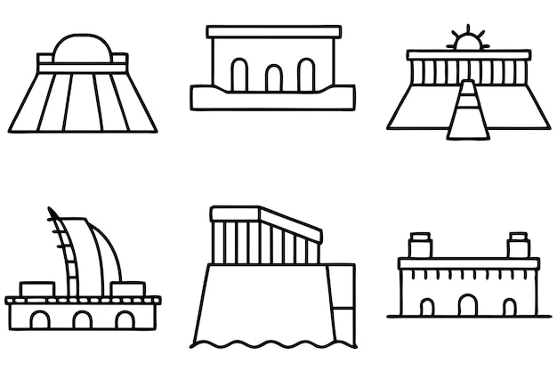 un dibujo en blanco y negro de una mezquita con un edificio en el fondo