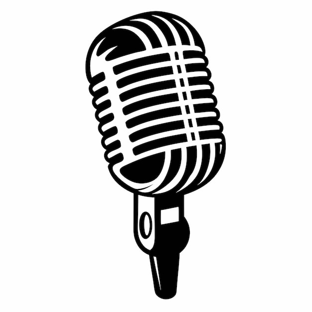 un dibujo en blanco y negro de un micrófono con la palabra en él