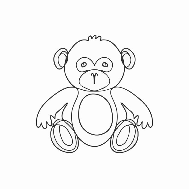 un dibujo en blanco y negro de un mono con un brazo grande alrededor de su cabeza