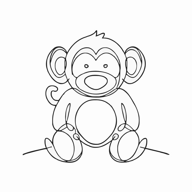 un dibujo en blanco y negro de un mono con un contorno negro