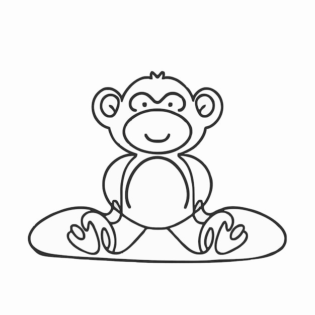un dibujo en blanco y negro de un mono sentado en una tabla