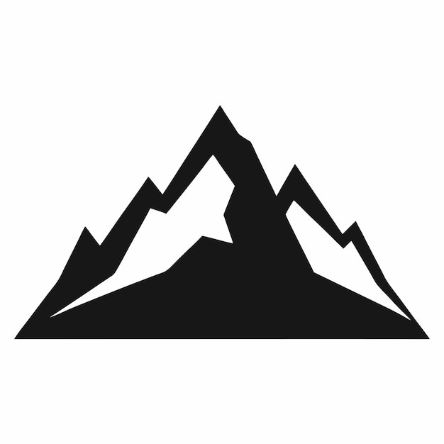 un dibujo en blanco y negro de una montaña con la palabra nieve en él silueta vectorial