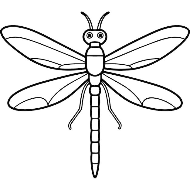 un dibujo en blanco y negro de una mosca con un contorno negro