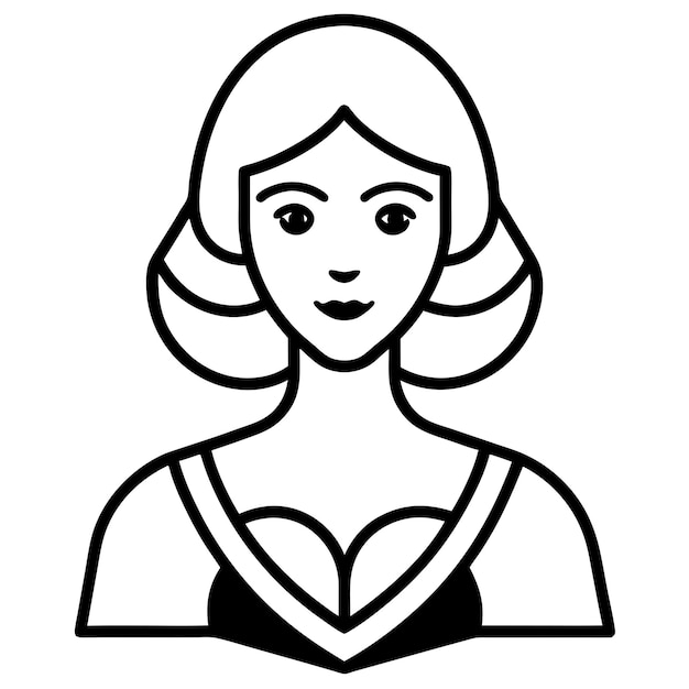 un dibujo en blanco y negro de una mujer con un corte de pelo
