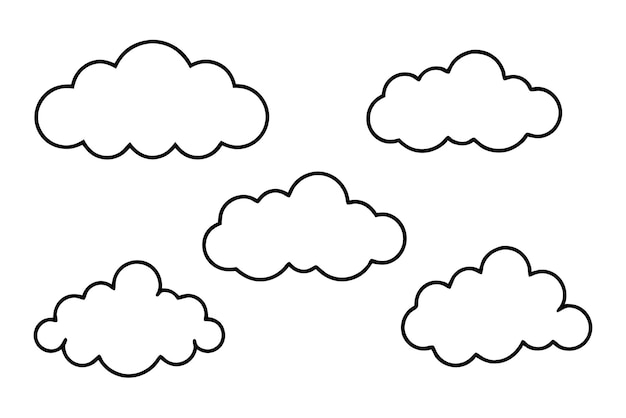 un dibujo en blanco y negro de una nube con un fondo blanco