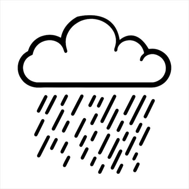 un dibujo en blanco y negro de una nube con gotas de lluvia en ella