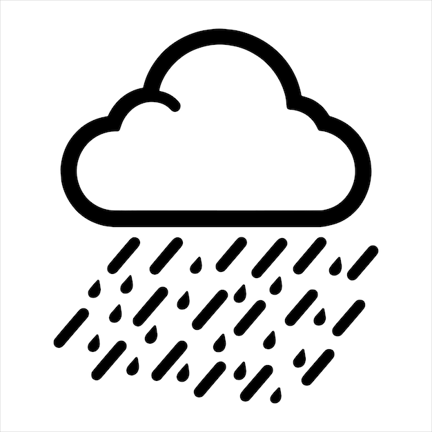 un dibujo en blanco y negro de una nube con gotas de lluvia