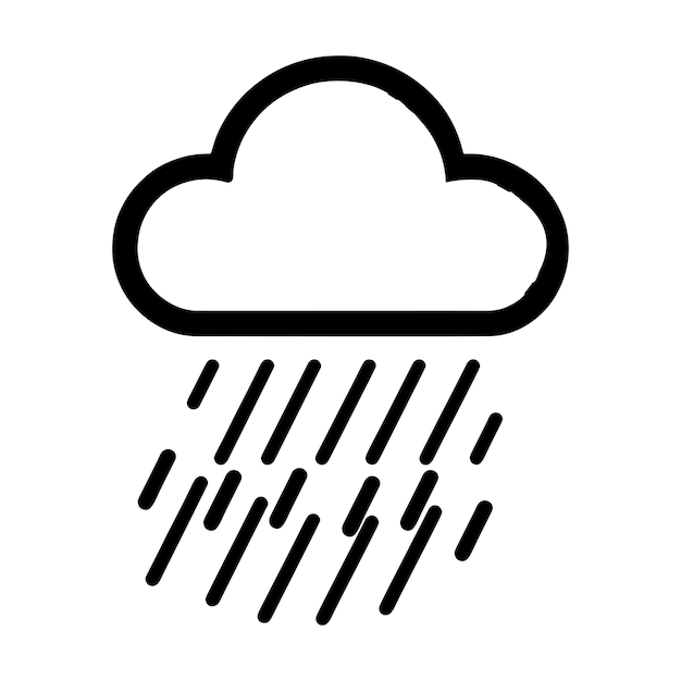 un dibujo en blanco y negro de una nube en la lluvia