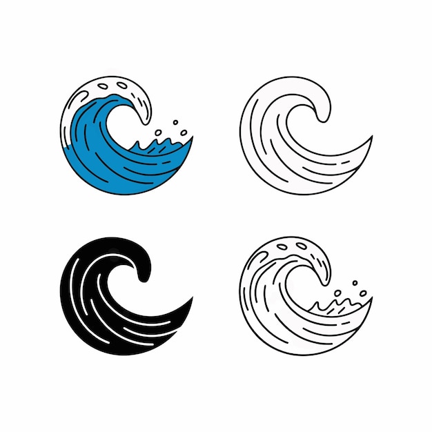 un dibujo en blanco y negro de una ola azul y la palabra mar