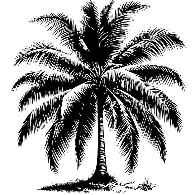 Un dibujo en blanco y negro de una palmera con las palabras palma en ella