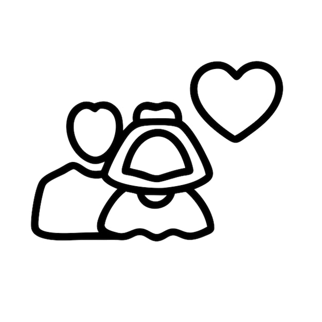 un dibujo en blanco y negro de una pareja con corazones y un corazón en la parte superior