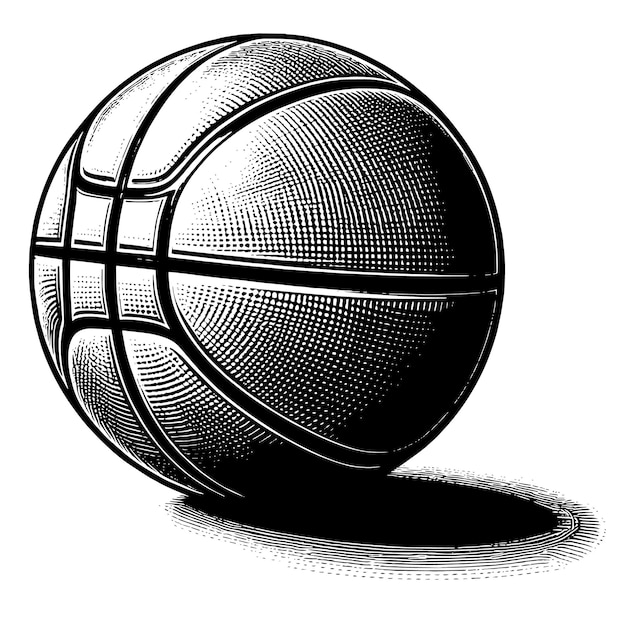 un dibujo en blanco y negro de una pelota de baloncesto con las palabras baloncesto en ella