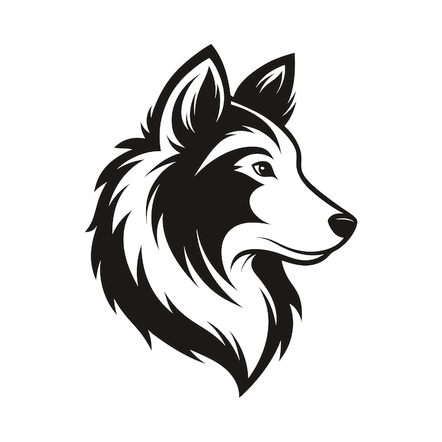 un dibujo en blanco y negro de un perro con una cara negra