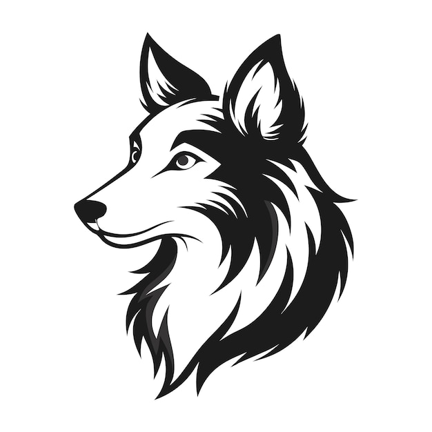 un dibujo en blanco y negro de un perro con una cara negra