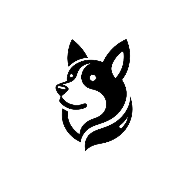 un dibujo en blanco y negro de un perro con una cara negra