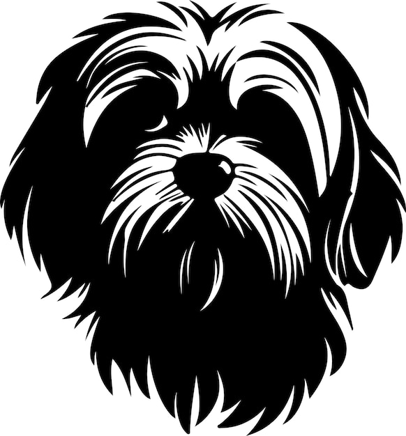 Vector un dibujo en blanco y negro de un perro con una cara negra